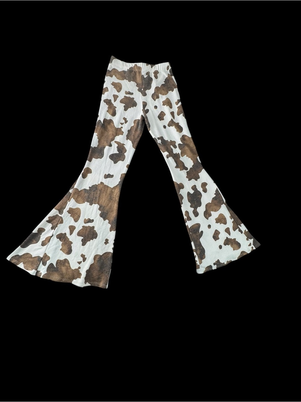 Jade by Jane Cow-Spot Flare Wide-Leg Jeans in White & Brown - Picture 6 of 8